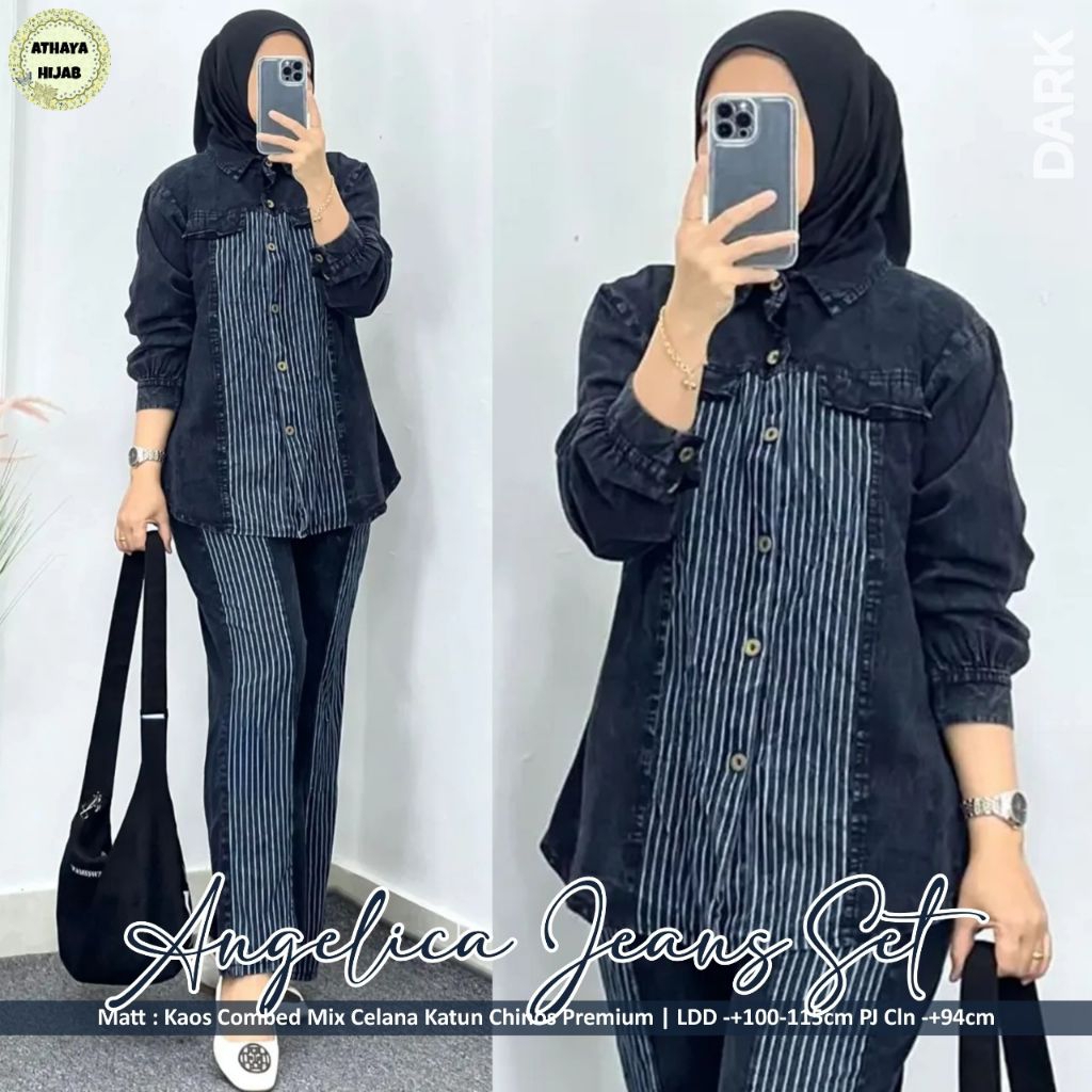 BIMY COD ORIGINAL DRESS OVERALL MIDI JEANS SET JEANS