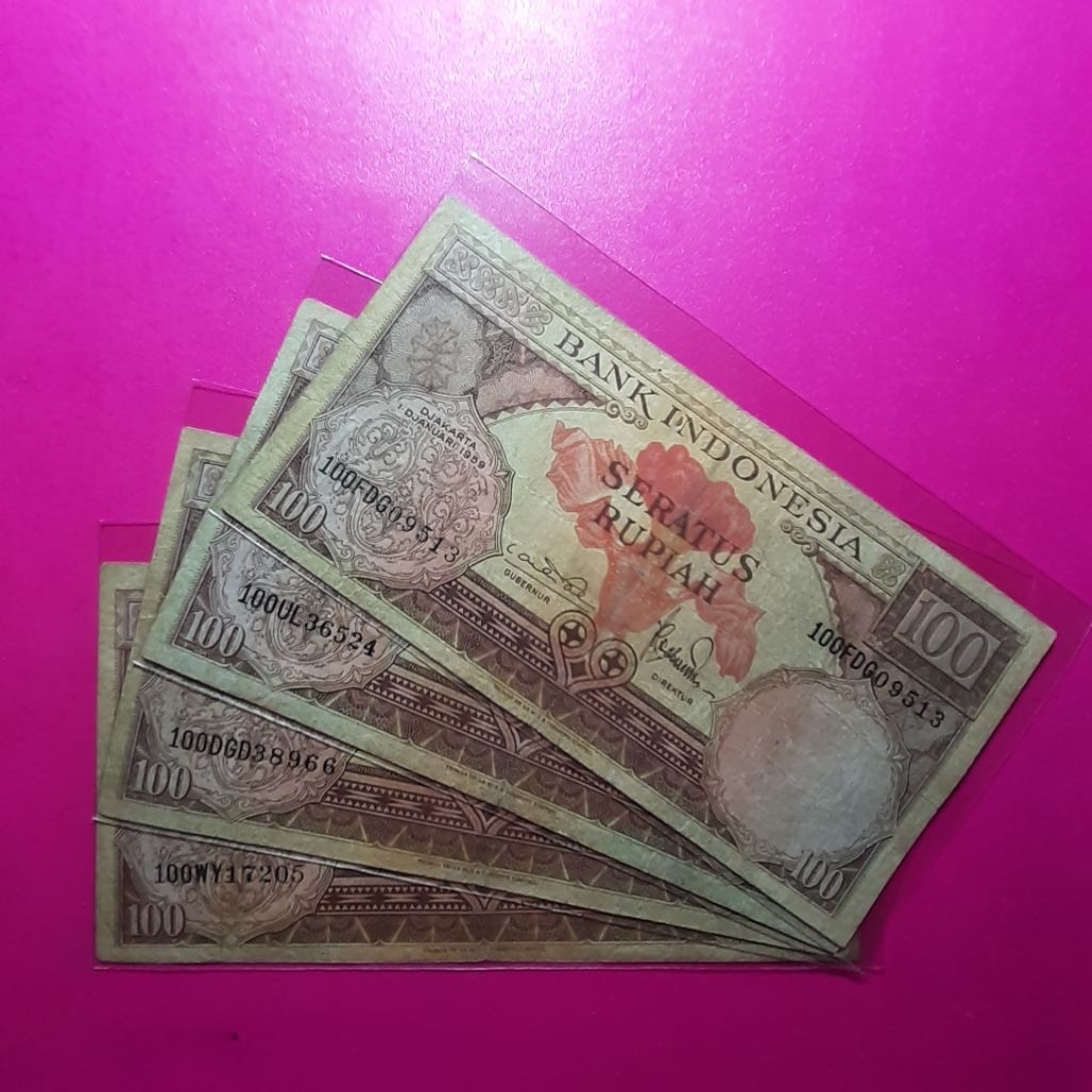uang 100 rupiah seri bunga 1959