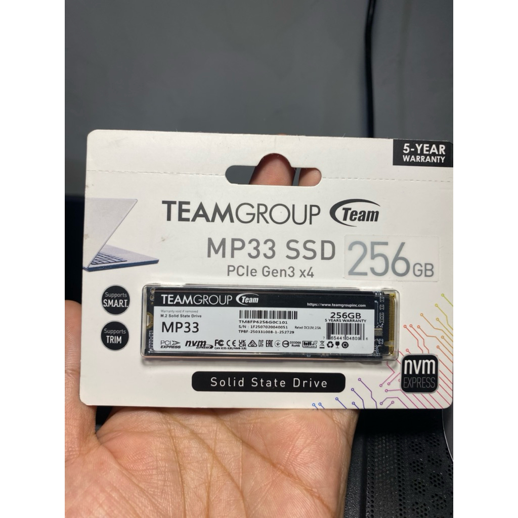 SSD NVMe Teamgroup Mp33 256gb SEGEL