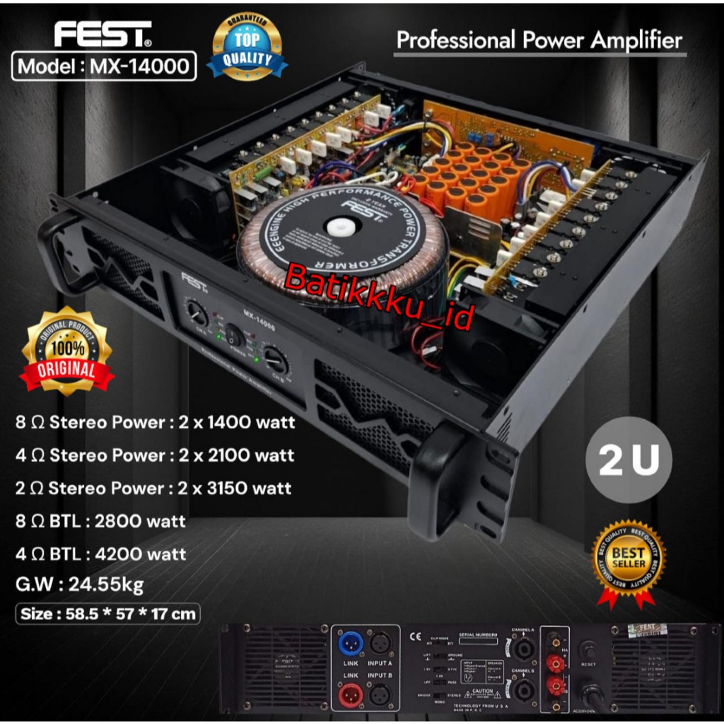 Power FEST MX 14000 MX14000 Original New 2 x 1400 Watt 2Ch Class H