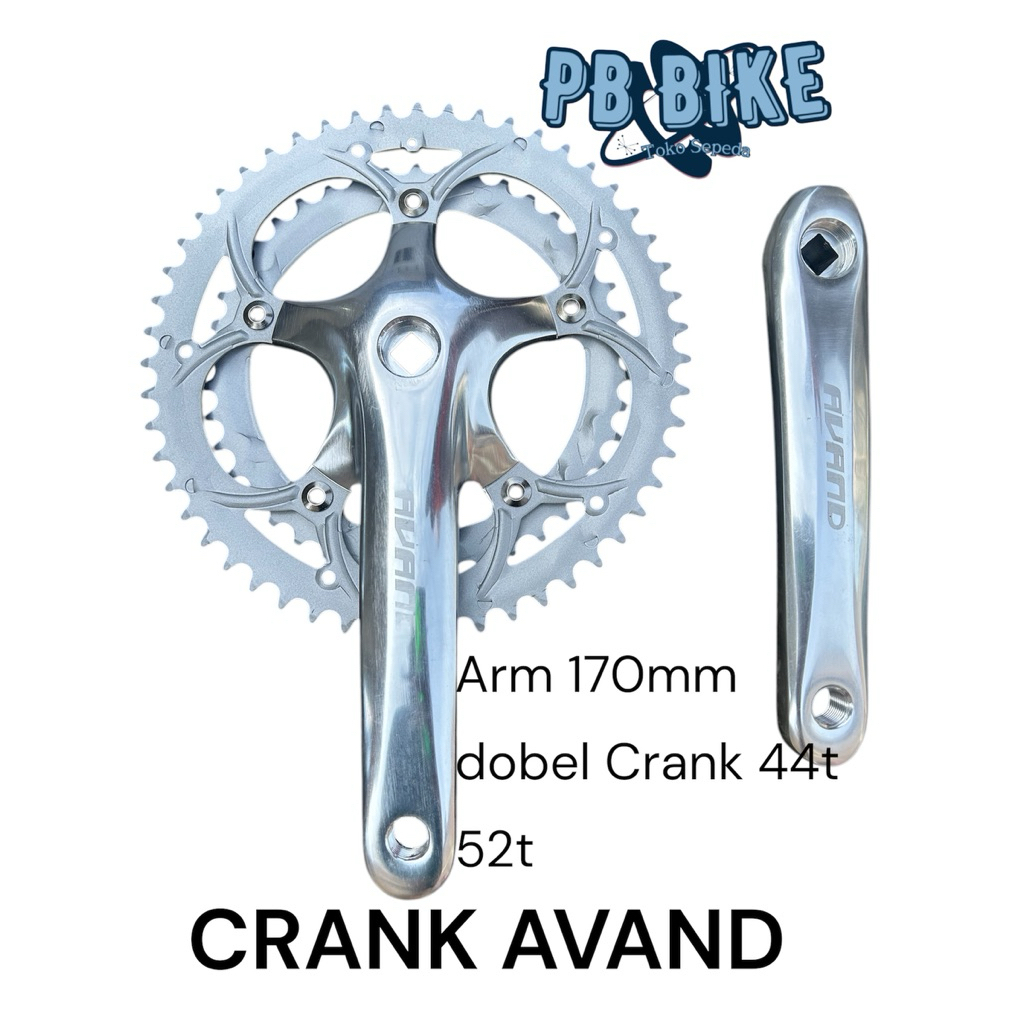 Gear gir crank set sepeda balap 2 speed susun avand alloy 52T 53T as kotak silver | High quality