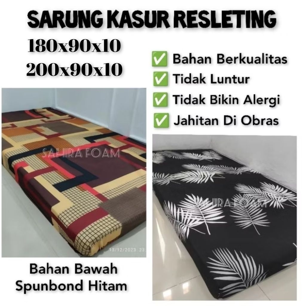 Sarung Kasur Busa Resleting Ukuran 180x90x10// 200x90x10. Bahan Lembut Tidak Luntur & Anti Alergi