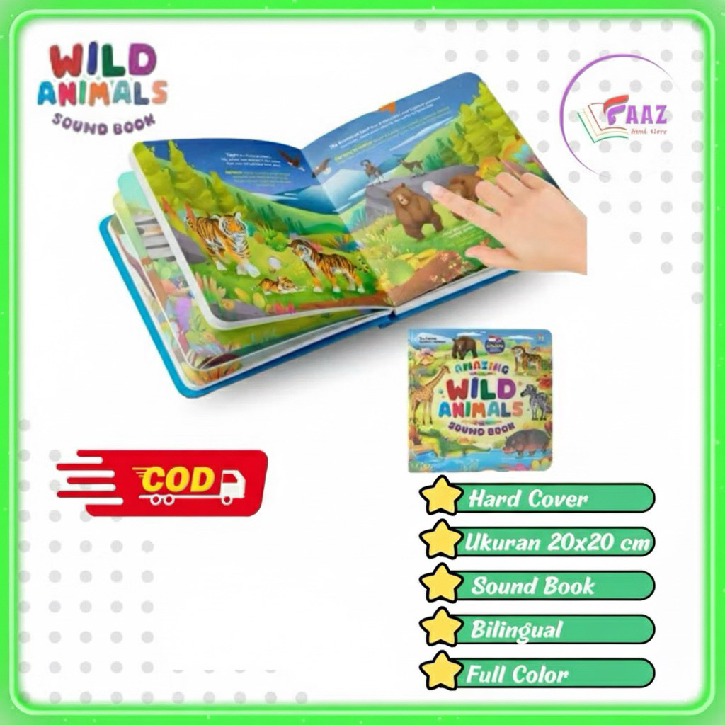 Buku Anak : AMAZING WILD ANIMALS SOUND BOOK, Sound Book, Buku Bersuara, Bilingual Sound Book, Ziyad 