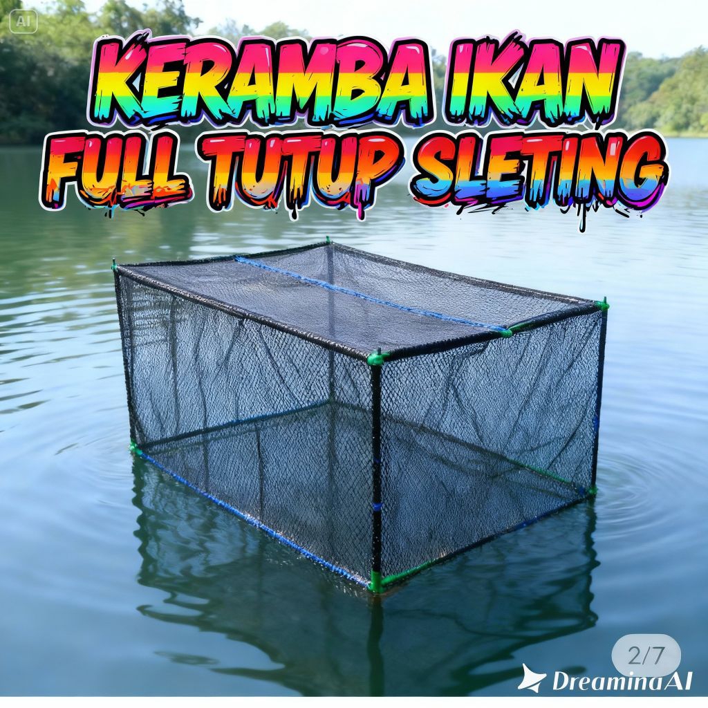 keramba ikan full tutup + resleting bahan waring RK super siap pakai jaring keramba ikan lele gurame