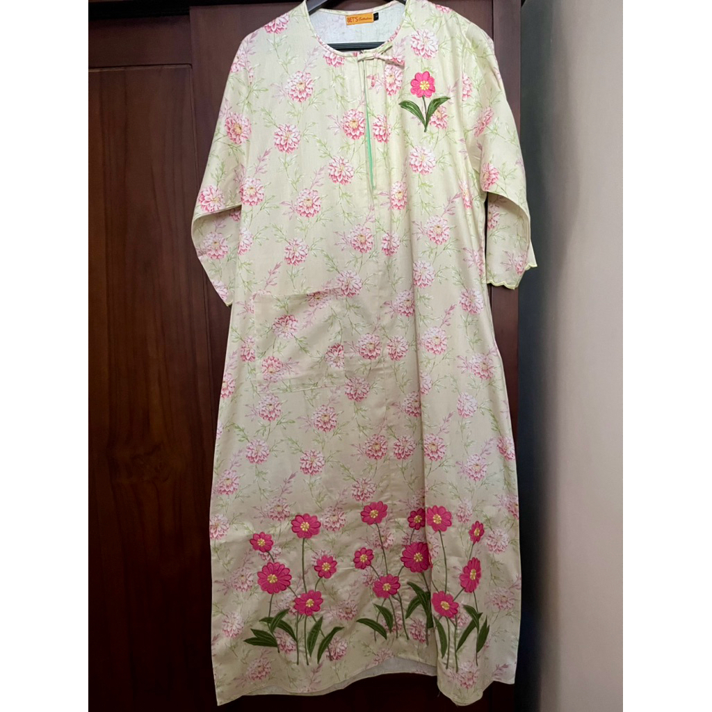 Daster bordir malangan/longdress premium katun jepang