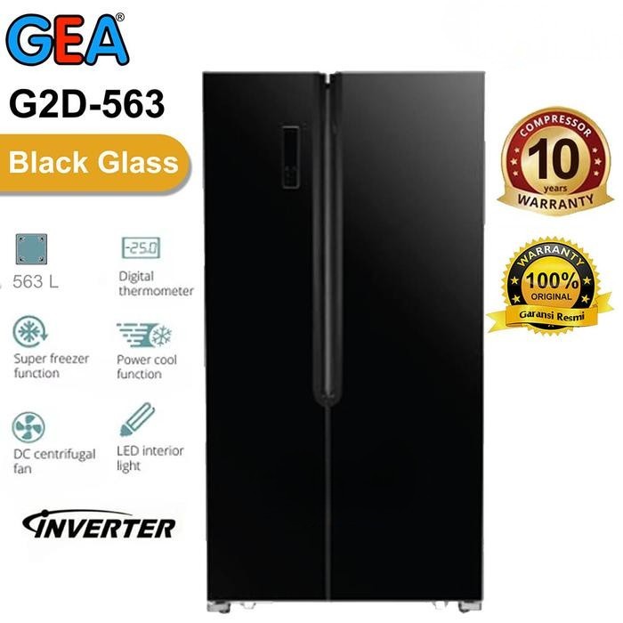 Kulkas Side By Side GEA Inverter 563L Black ( KHUSUS MEDAN )