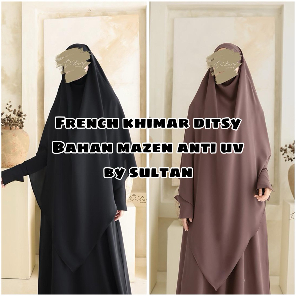 French khimar by Ditsy | SHAIDA MAZEN BLACK & ROOTBEER Reguler Long