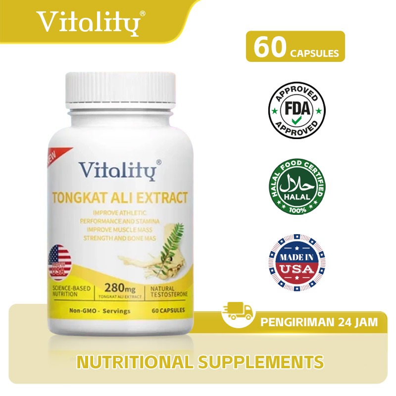 VITALITY Tongkat Ali Asli Pasak Bumi - Alami Herbal, - 60 Kapsul - Harga Promo