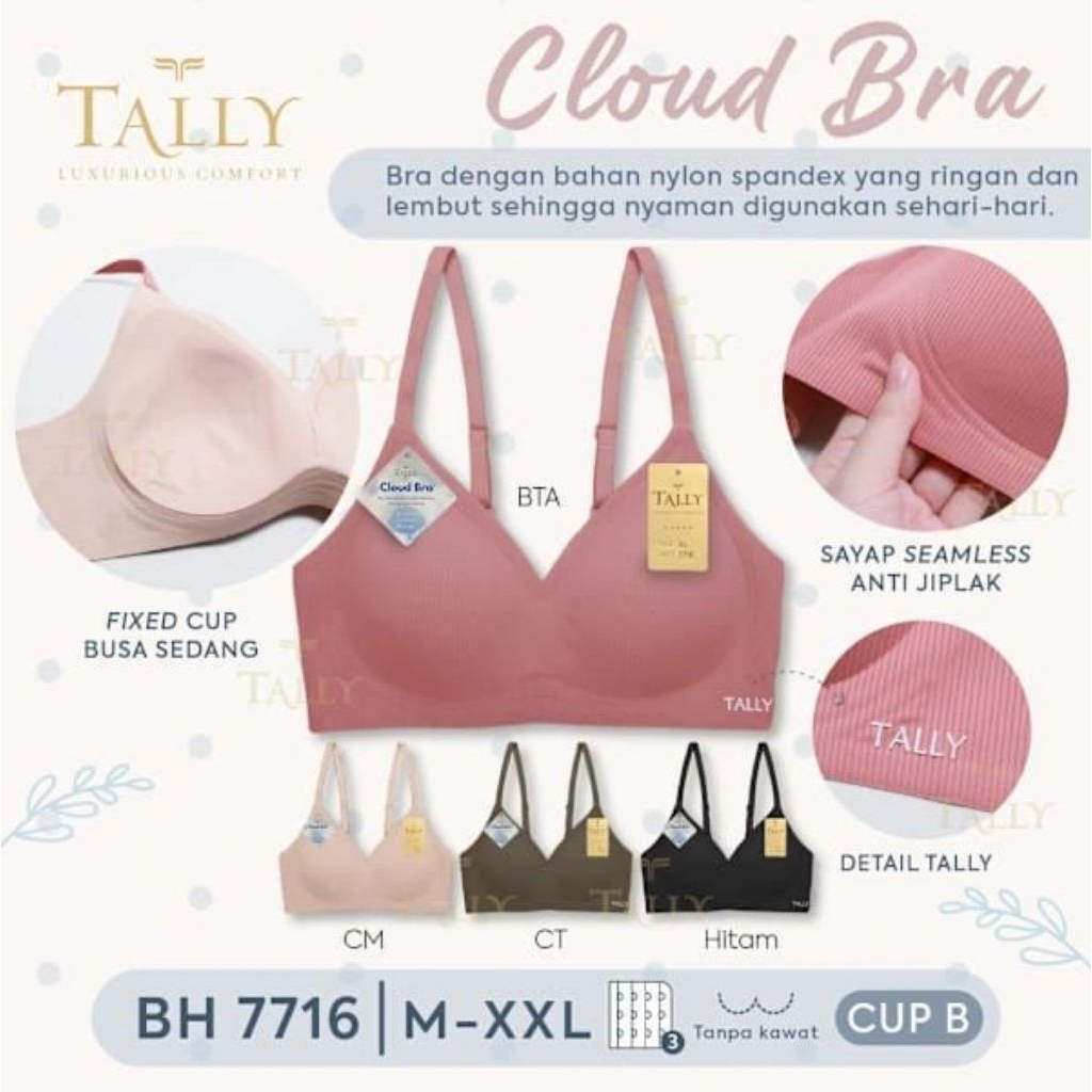 Tally cloud bra/bra tanpa kawat/bra bh tally