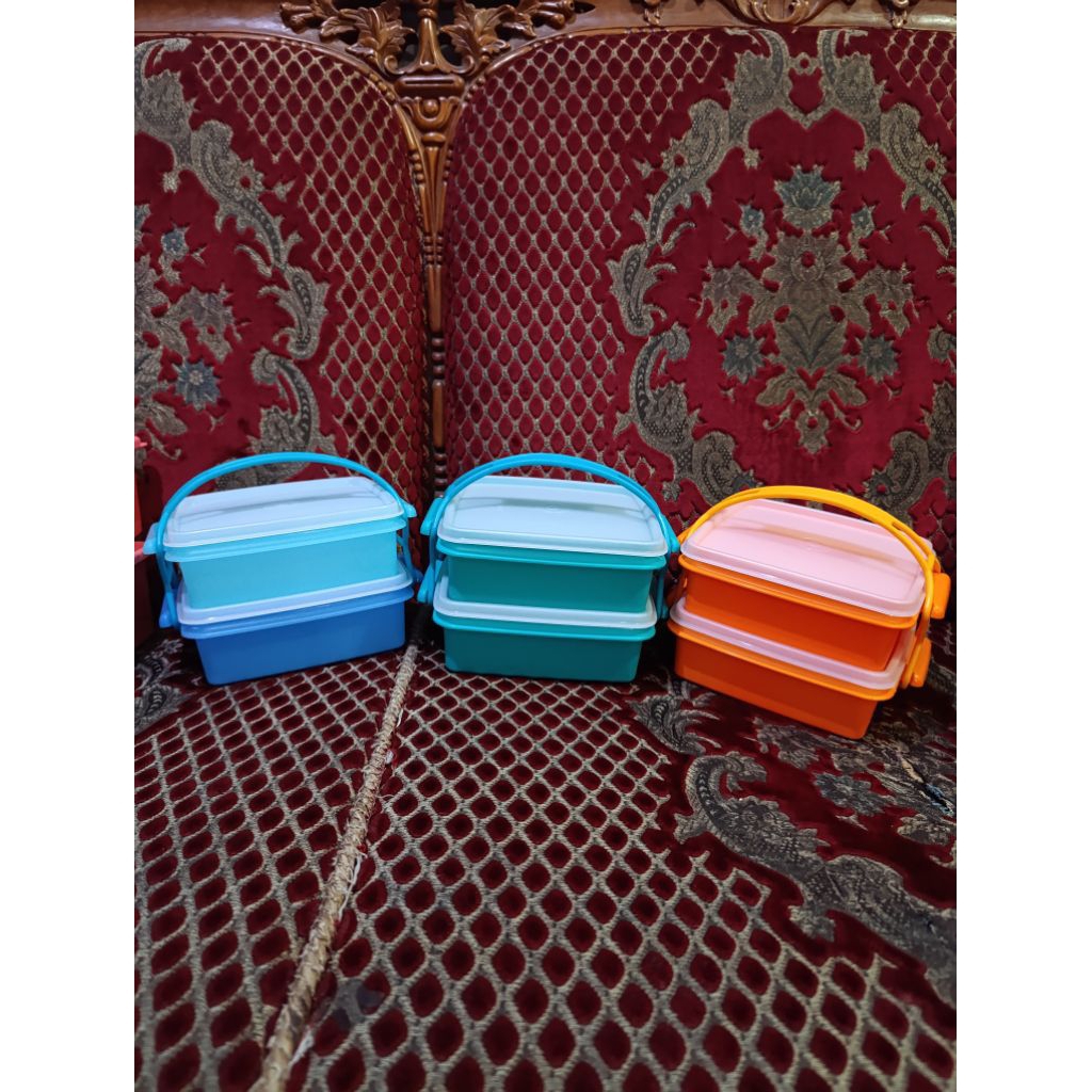Rantang tupperware/ carry all set/wadah makanan/tempat makanan 2 tingkat atau 4 tingkat/susun mantan