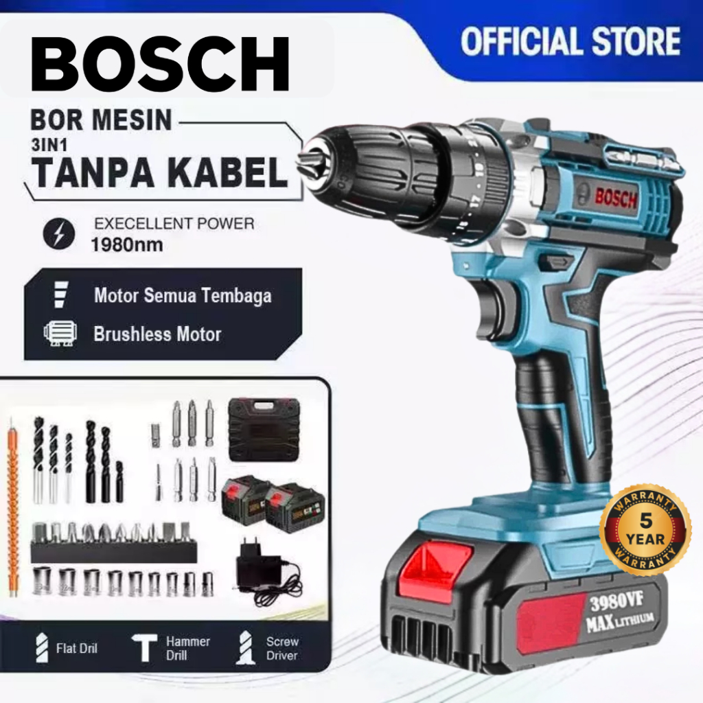 Bosch 1288V Mesin Bor Baterai 2 in 1 Tangan Cordless Drill Battery Bor Cordless Power Drills Kit Cor