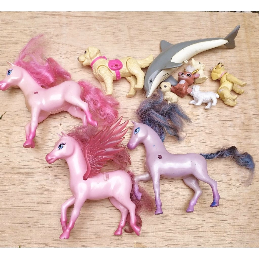 Hewan Barbie Kuda The Magic of Pegasus Lumba lumba Baywatch Mattel Bekas Mainan Collector