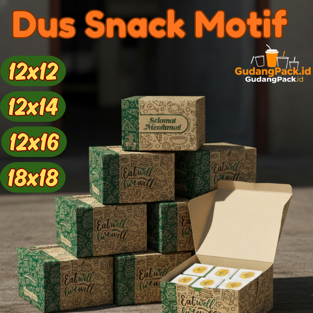 Dus Snack Kue Motif 12x12 12x14 12x16 18x18 / Kardus Box Nasi Catering 12 14 16 18