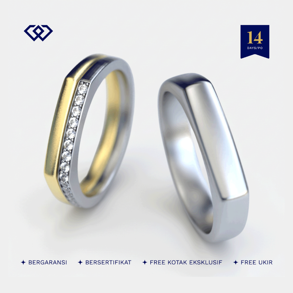 Winata Jewelry Cincin Couple Lamaran Tunangan Silver Perak