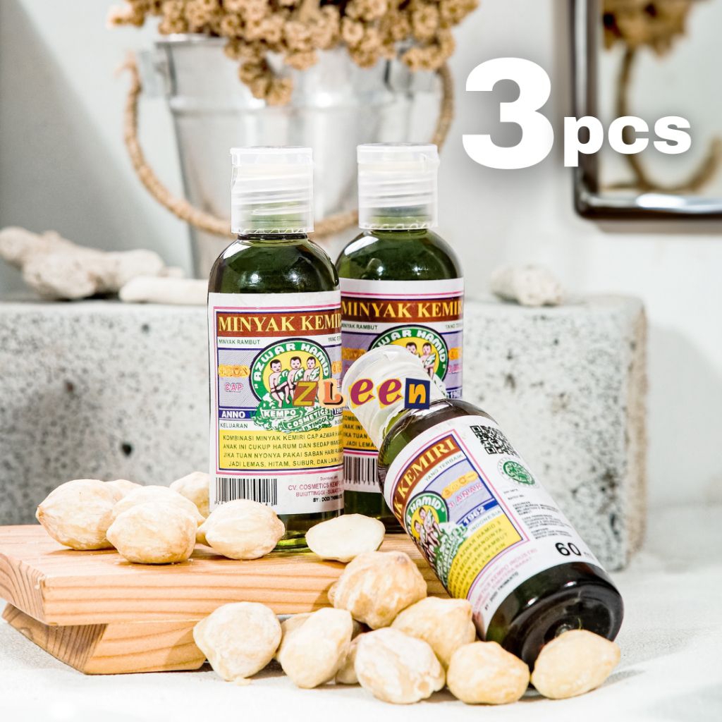 [3 PCS] Minyak Kemiri Cap 3 Anak CKI Asli Minyak Rambut Cap Tiga Anak Original 60 ml