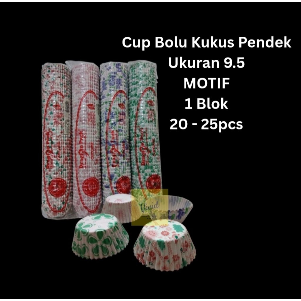 [1 Blok] Cup Bolu Kukus 9,5 - Kertas Bolu Kukus Pendek 9.5 Motif Floral Dragon Pack - Kertas Alas Bo