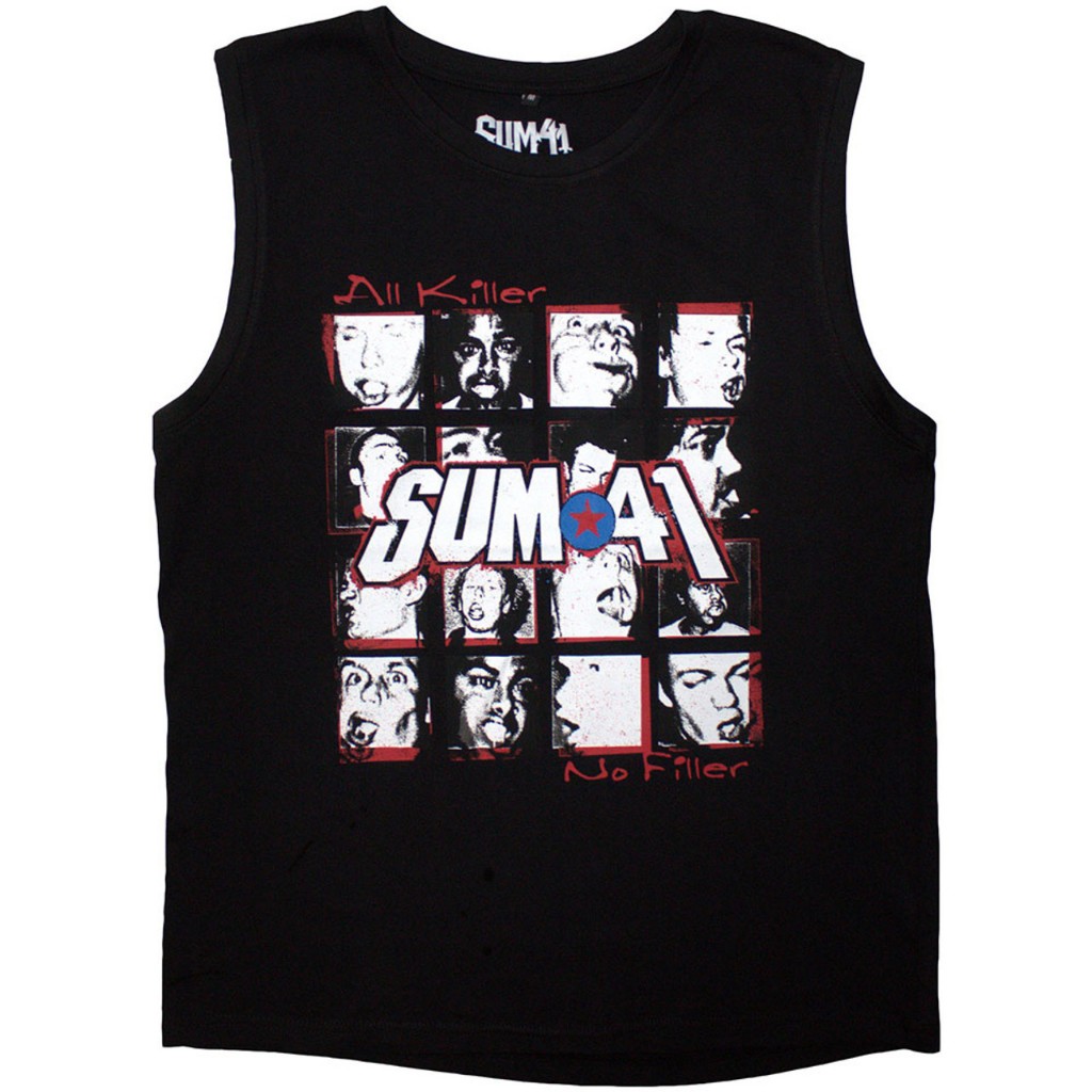 Kaos band Official Sleeveless / Tank SUM 41 - All Killer No Filler Tracklist Original T-shirt Pria W