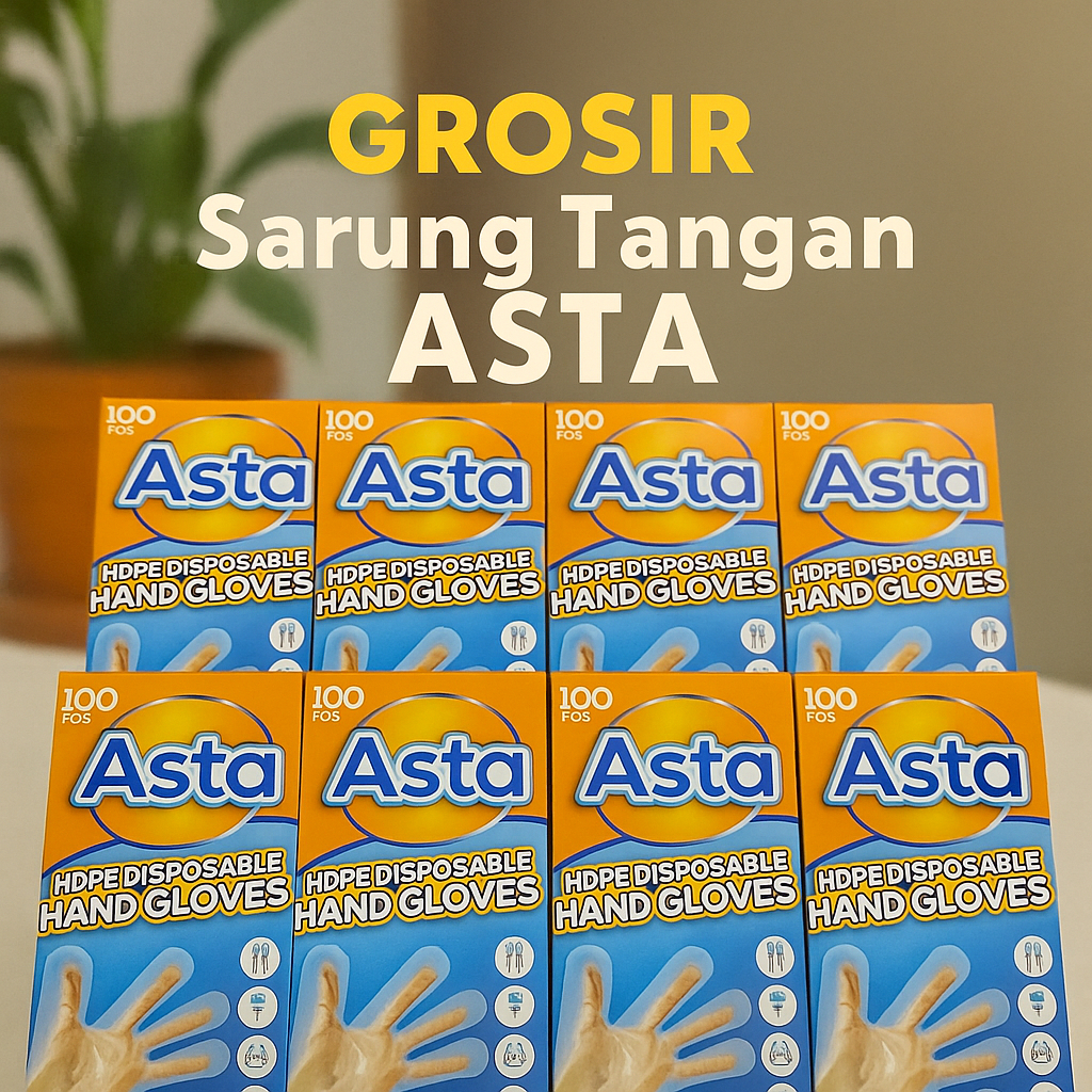 GROSIR Sarung Tangan Plastik Asta HDPE Isi 100 Lembar