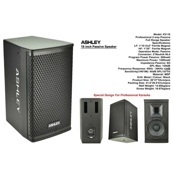 Speaker Pasif Ashley KV 10 Original 10 inch Passive ASHLEY KV10