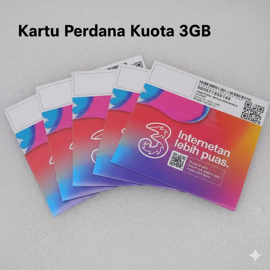 Kartu Perdana 3 Tri Kuota Data Internet Happy 3GB Paket Internet - Promo