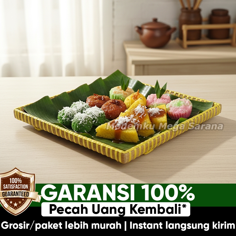 Tambir Segi Empat Anyaman Bambu Finishing Omprong – Tampah Kotak Serbaguna Alas Saji, Nampi Beras, H