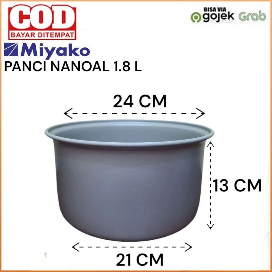 Panci Magic Com NANOAL 0.6 Liter 1.8 Liter Anti Lengket Original Miyako