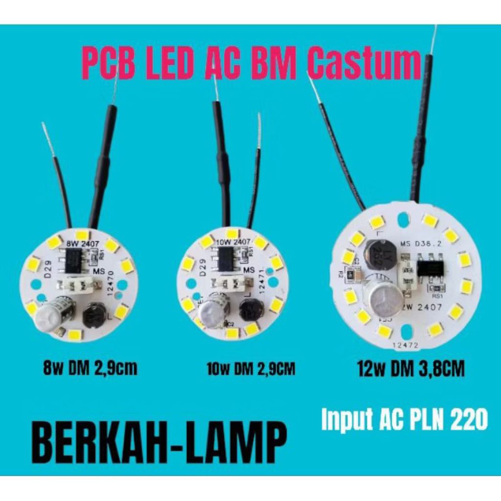 PCB LED AC BM CASTUM WATT 8W 10W 12W