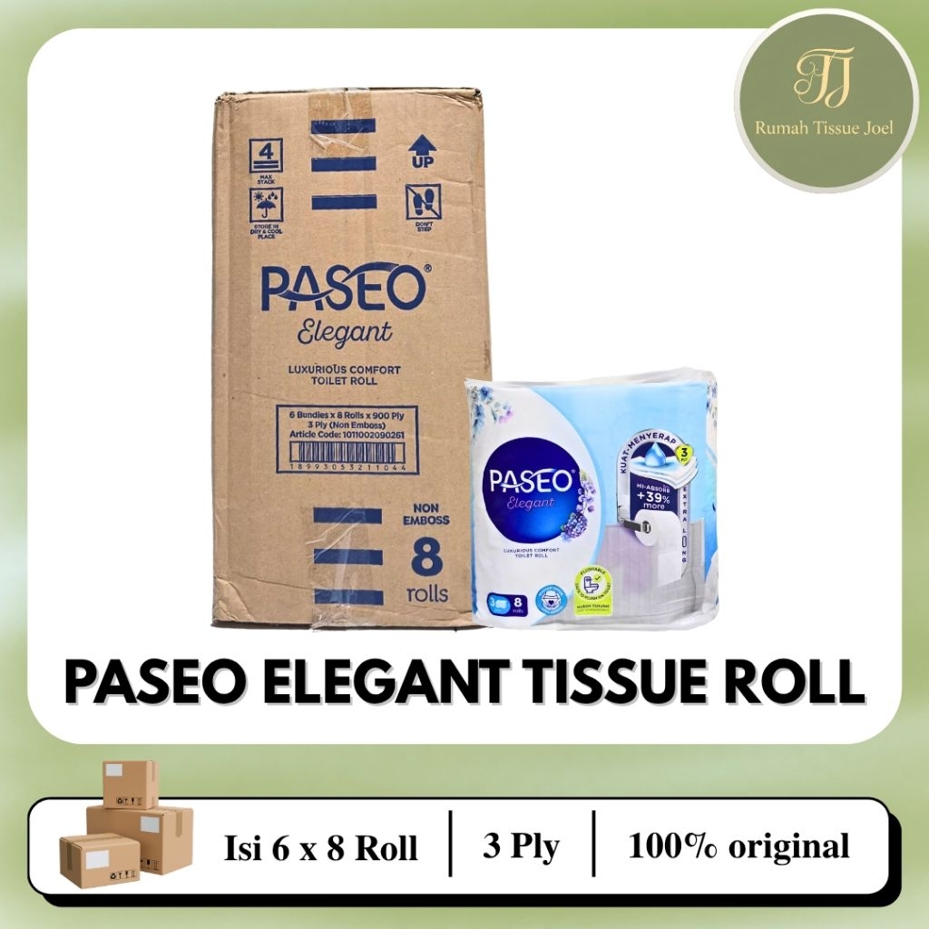 Tisu Tissue Paseo Bathroom Tissue Roll 1 dus isi 6 packs – Tisu Gulung 3 Ply | 300s | 100% Virgin Pu