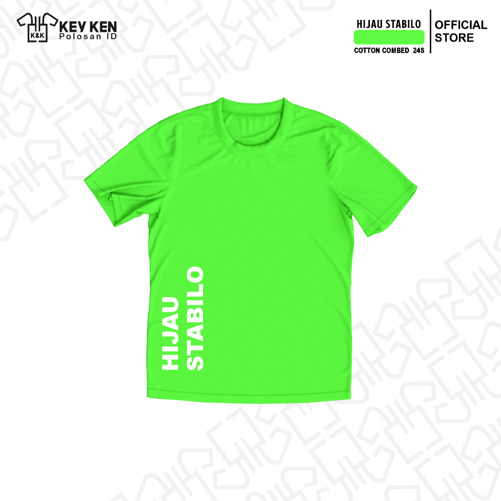 kaos polos cotton combed 24s hijau stabilo pria wanita termurah