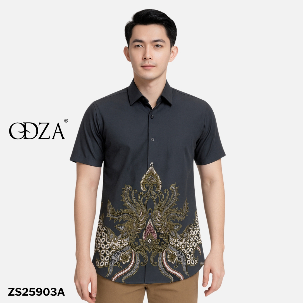 Odza Kemeja Batik Pria Eksklusif Baju Cowok Lengan Pendek Jumbo Dewasa Slim Regular Fit Umapati