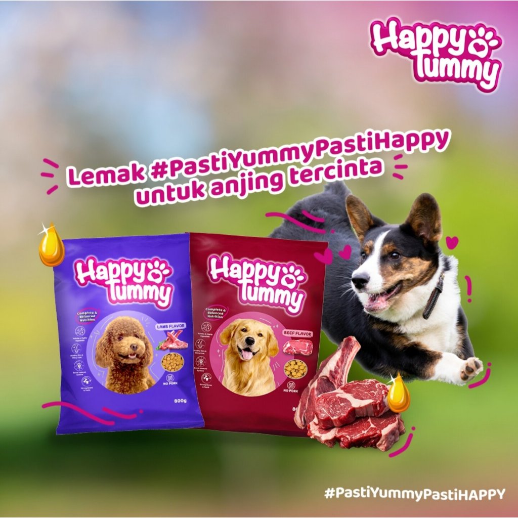 Happy Tummy Dog 20KG - Adult Dry Dog Food Beef or Lamb - Makanan Kering Anjing Dewasa Ekonomis 20 KG
