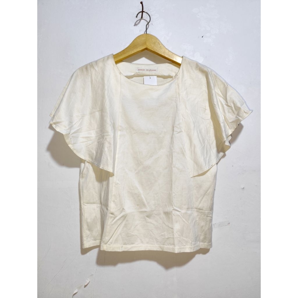 sense of place - atasan blouse wanita lengan pendek putih