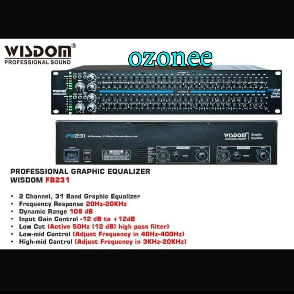 Equalizer Wisdom FB-231 FB231 Dual 31 Band Stereo Graphic Equalizer 2X31 Band Original