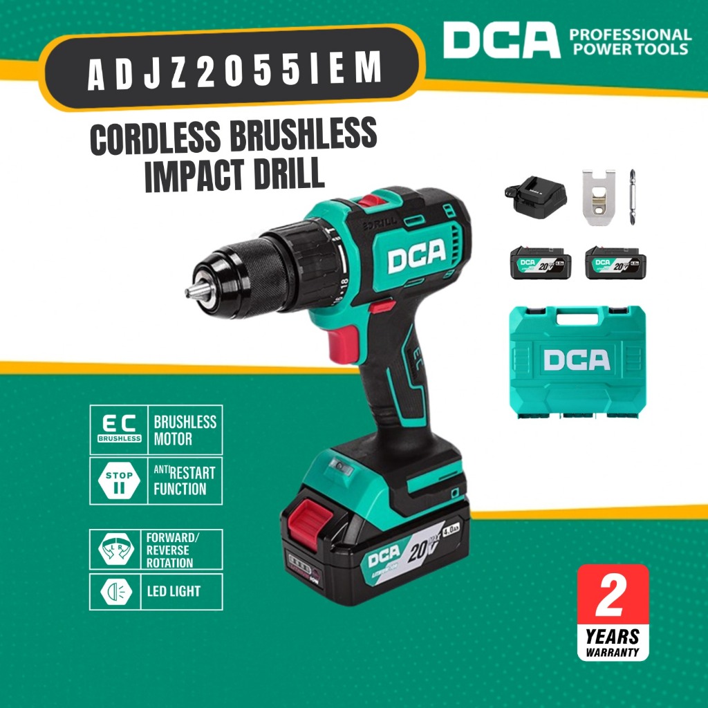 DCA ADJZ2055iEM DCA CORDLESS BRUSHLESS DRIVER IMPACT DRILL/MESIN BOR BATERAI