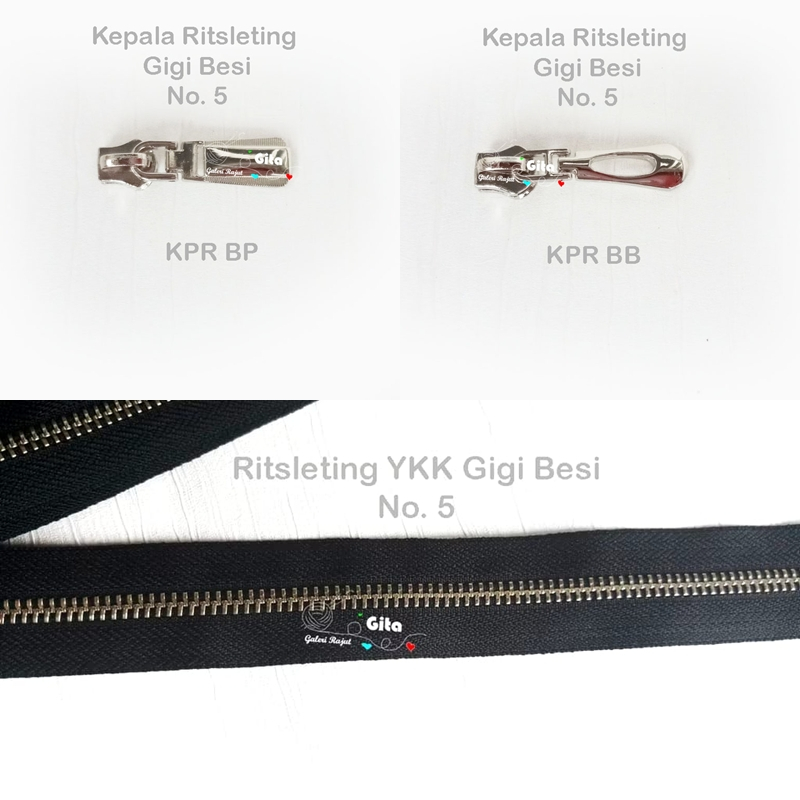 Resleting YKK Gigi Besi No. 5, Kepala Resleting Non YKK