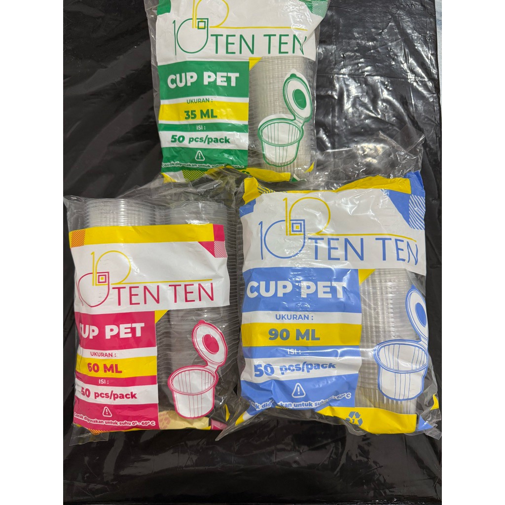 [50pcs] cup mika ten ten sambal 35ml, 60ml, 90ml, cup saos gelas puding jelly, cup agar agar bertutu