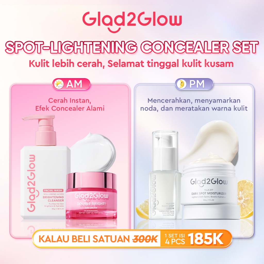 [SPOT-LIGHTENING] Glad2Glow 377 Dark Spot Concealer  bundle 4PCS Skincare Paket-SymWhite 377 Moistur