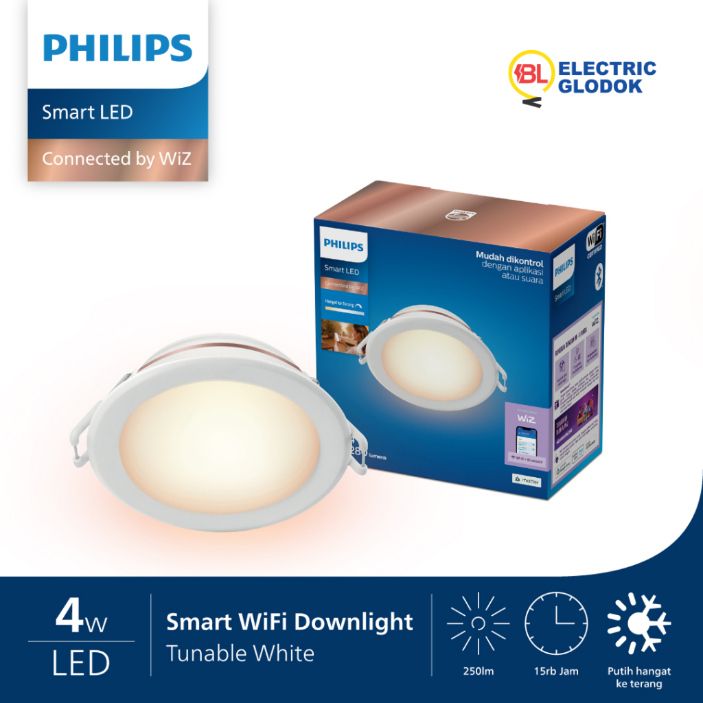 PHILIPS Smart Wifi LED Downlight 3.8W - Tunable White WIZ 3,8 Watt