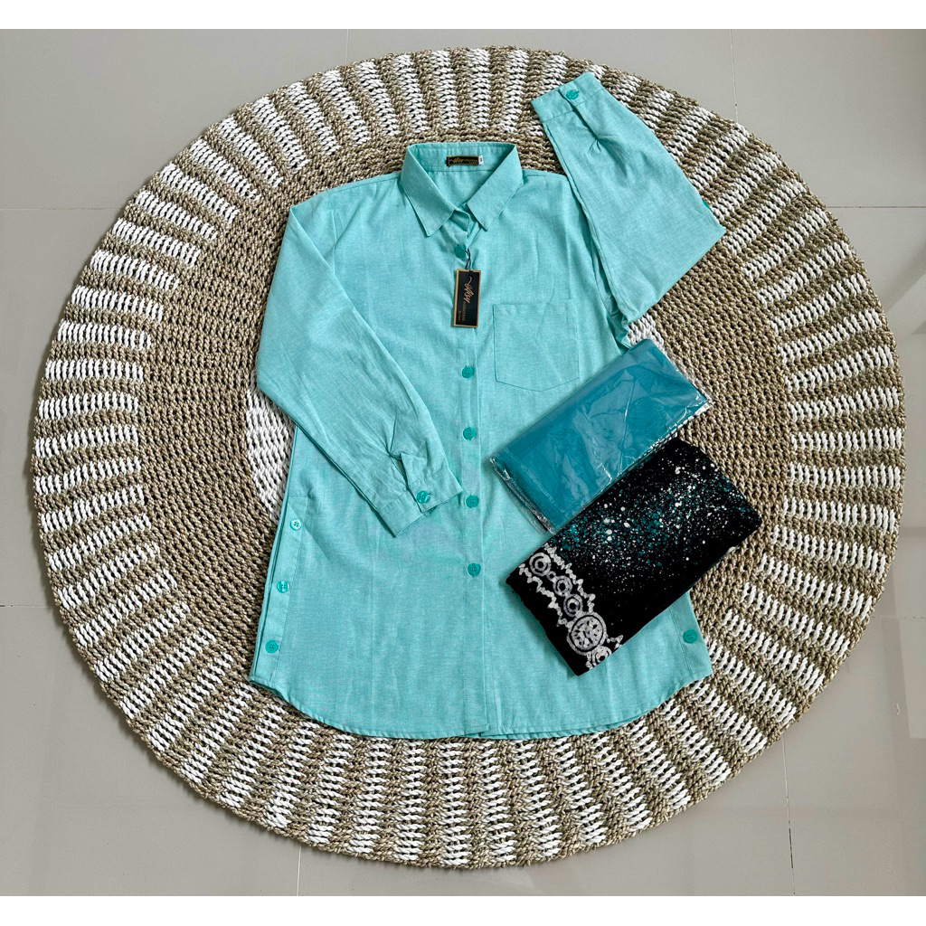 Stelan Tunik Hara  + Sarung Gloyor Tebal + Hijab