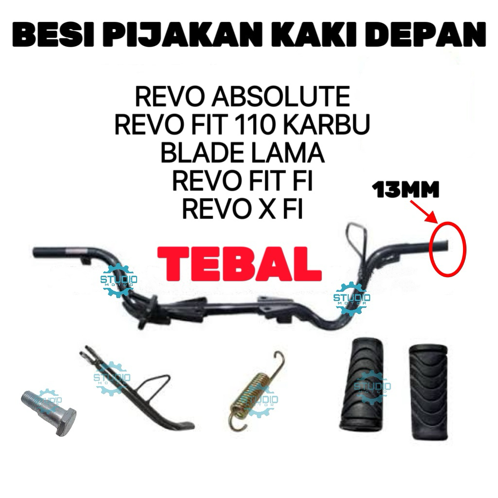 BESI PIJAKAN KAKI DEPAN BARSTEP KOMPLIT SET REVO ABSOLUTE FIT FI INJEKSI BLADE LAMA KARBU TEBAL 13MM