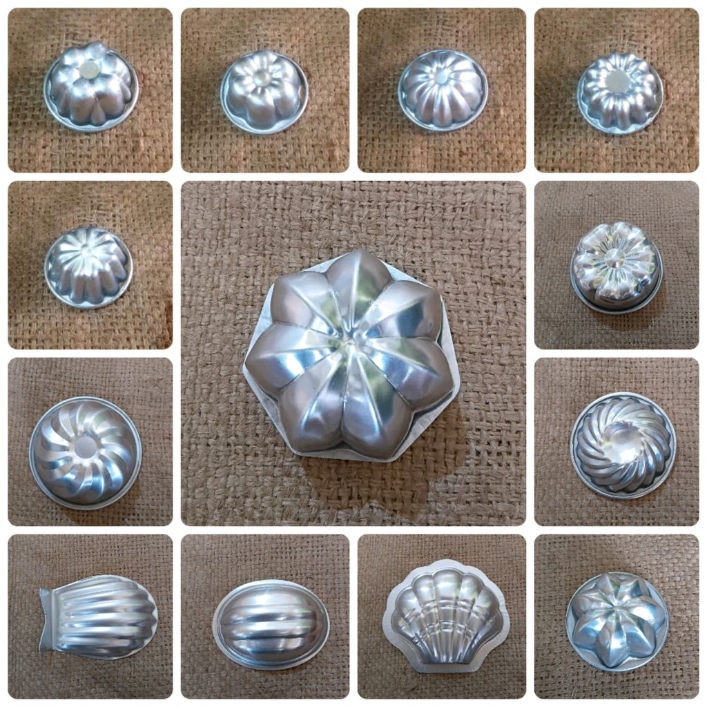 cetakan bolu kering mini aluminium motif bunga