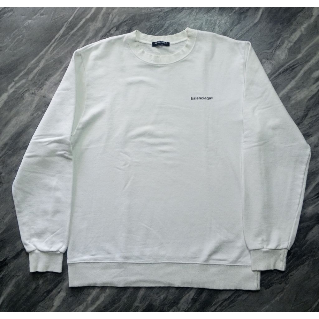 Jaket sweater Balenciaga crewneck casual unisex putih branded ‎