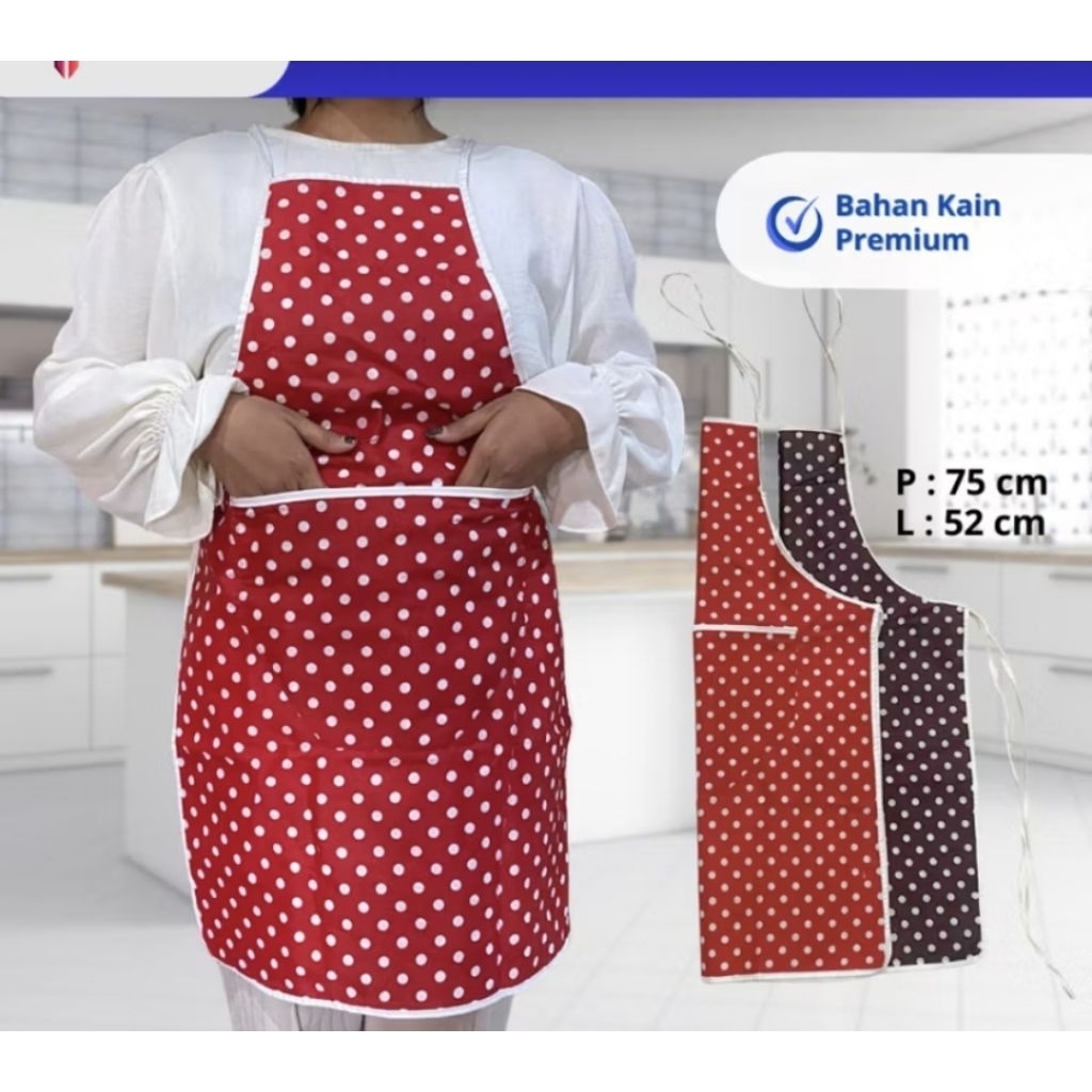 Celemek Masak Celemek Dapur Apron Celemek Dewasa Kain Polkadot