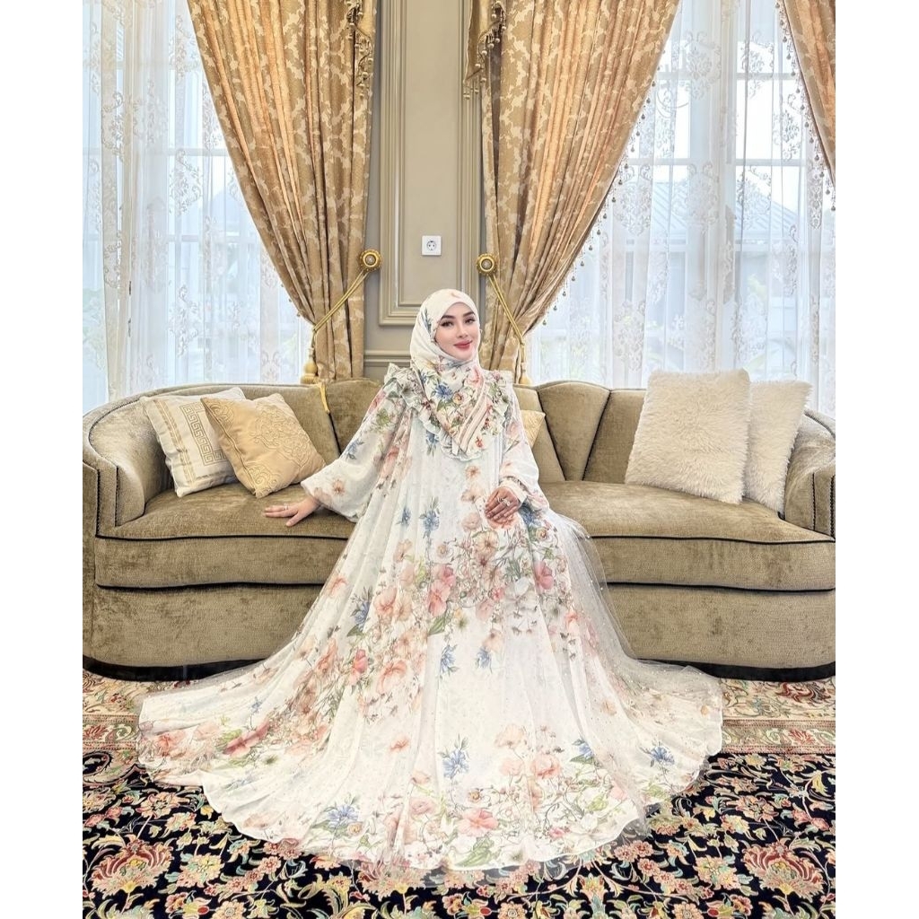 Shellasaukia Dress Set Hijab Printing Mewah Exsklusif Ori By Shellasaukiashop Terbaru Gamis Premium 