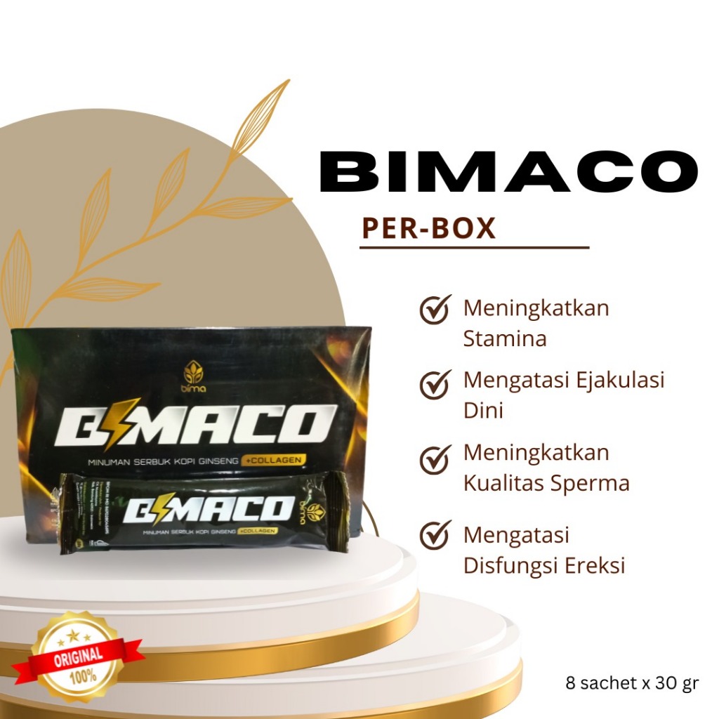 BIMACO - KOPI SERBUK GINSENG ORIGINAL PLUS KOLAGEN KOPI PREMIUM ISI 8 SACHET ORIGINAL