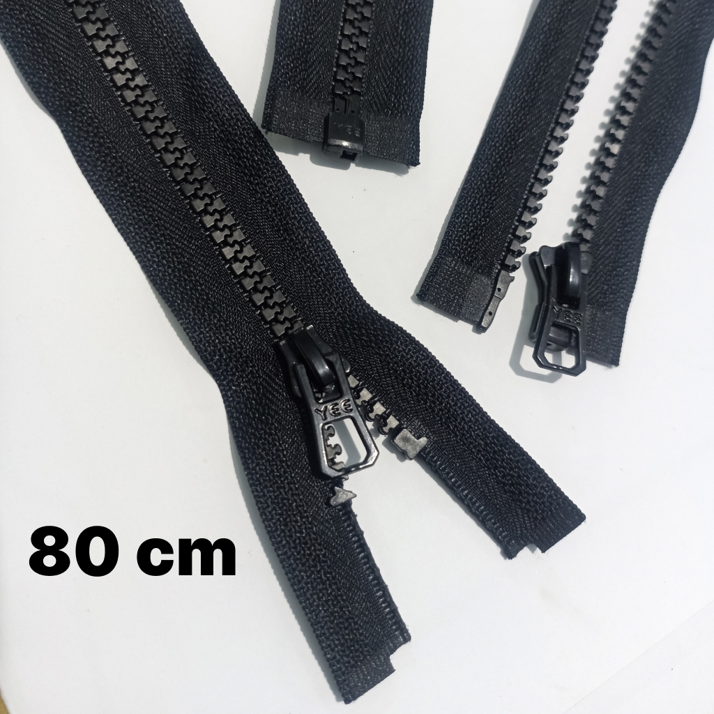 Resleting jaket YEE hitam ukuran 80cm