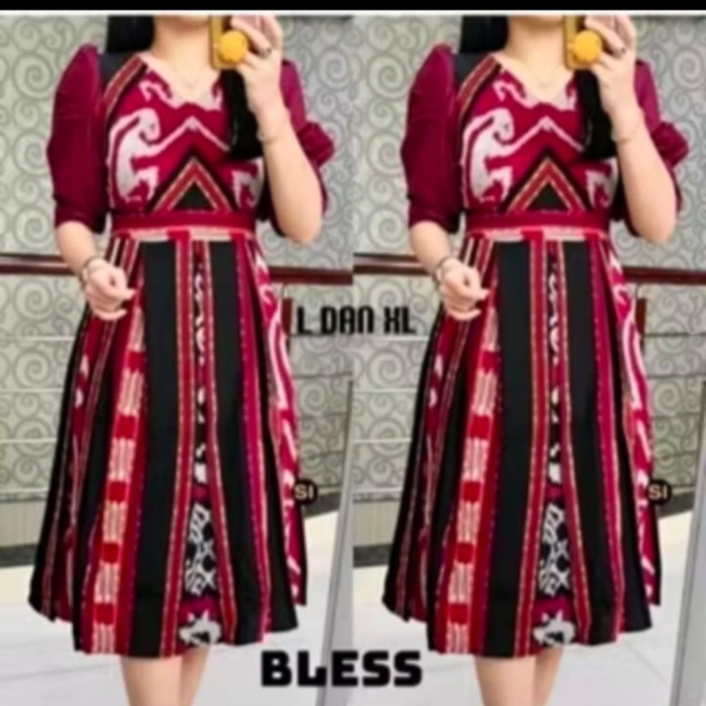 BAJU TENUN DRESS WIRU BAJU TENUN DRESS WIRU WANITA BAJU TENUN WANITA