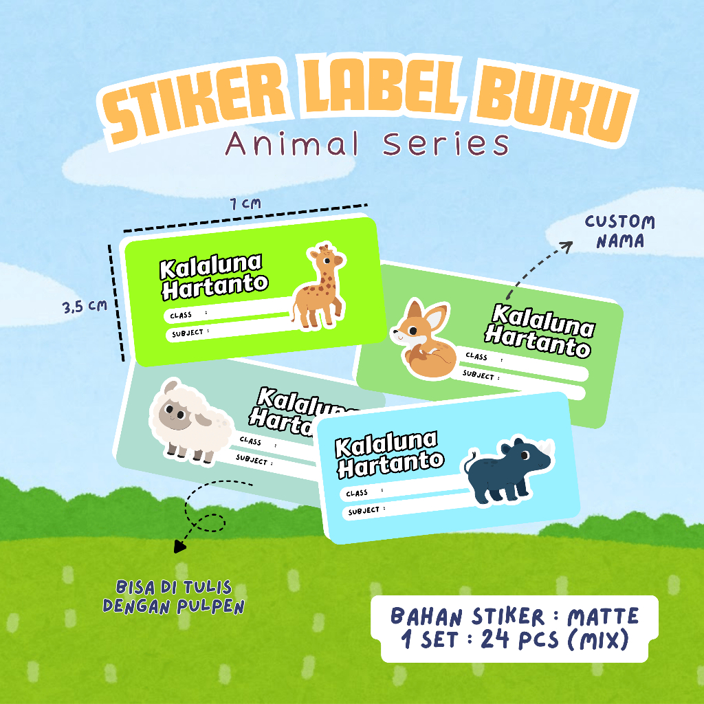 Stiker Label Buku Mata Pelajaran (MAPEL) Nama Anak (Cewek Cowok) untuk Buku Tulis, Buku Paket, Buku 