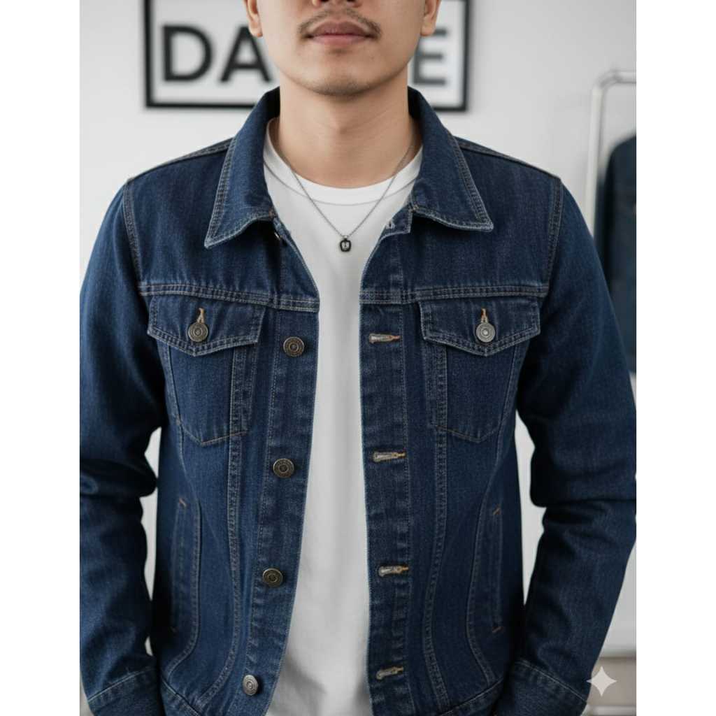 Daone Jaket Jeans Denim Pria Biowash