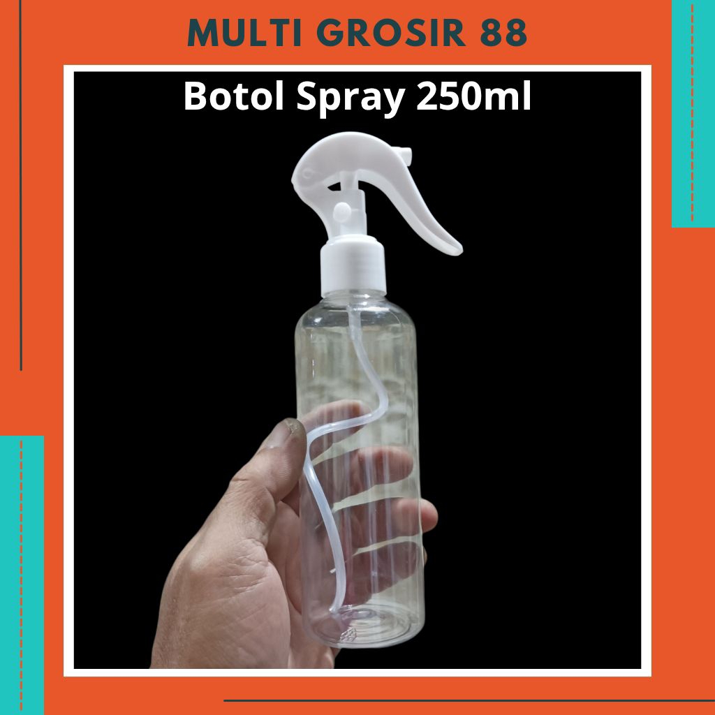 MG88 Botol Spray 250ml Plastik Tebal Botol Semprot Air 250 ml Diameter 5cm Tinggi 20cm – Refill Koso